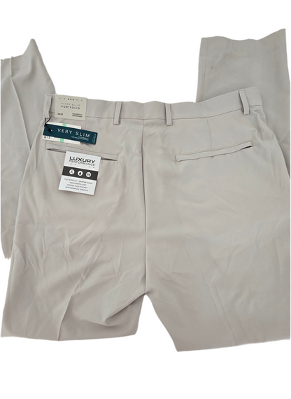 Perry Ellis Portfolio Very Slim Fit Performance Dress Pants - Beige (34x32)
