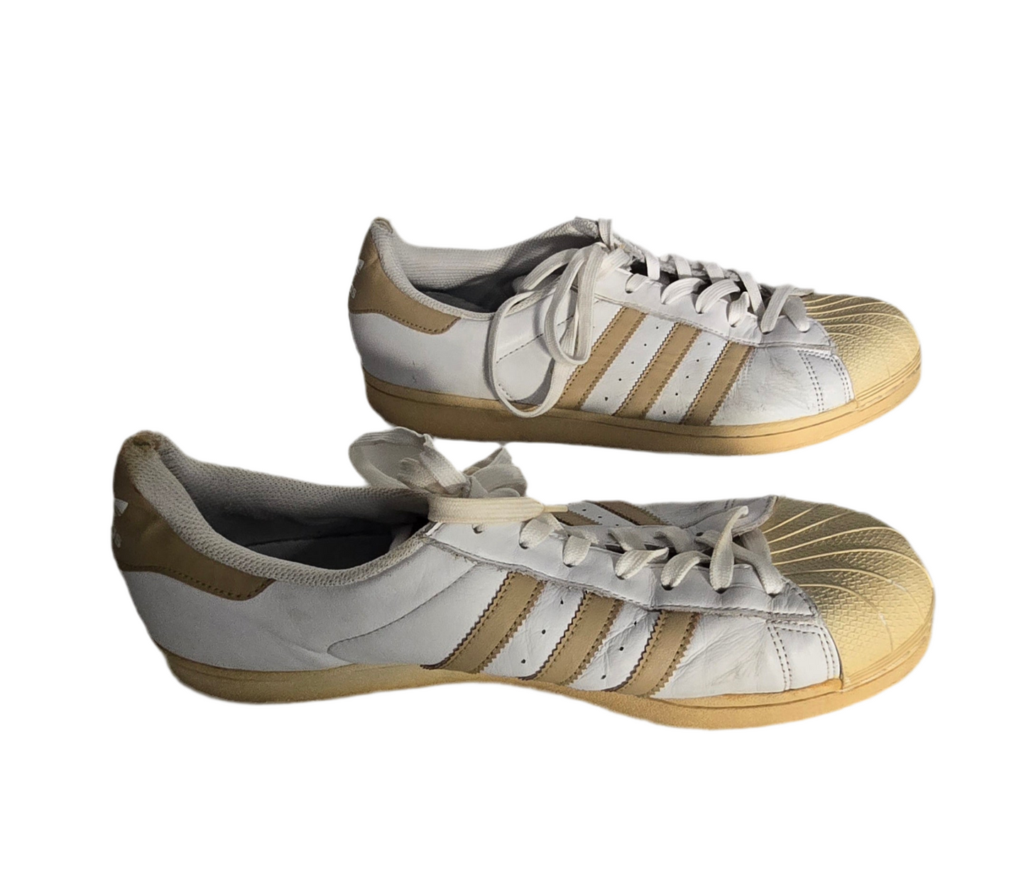 adidas superstar white/gold sneakers – men’s size 12