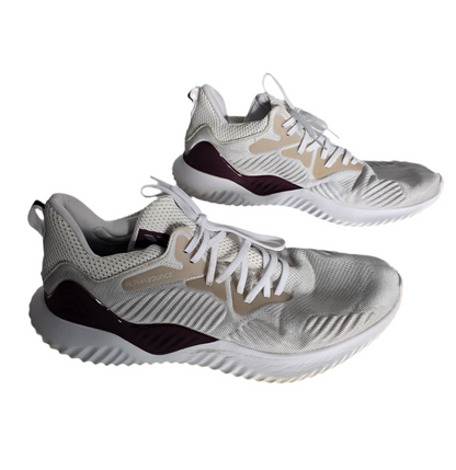 Adidas Alphabounce Men’s Running Shoes - Size 12.5 US - White/Beige with Maroon Accents