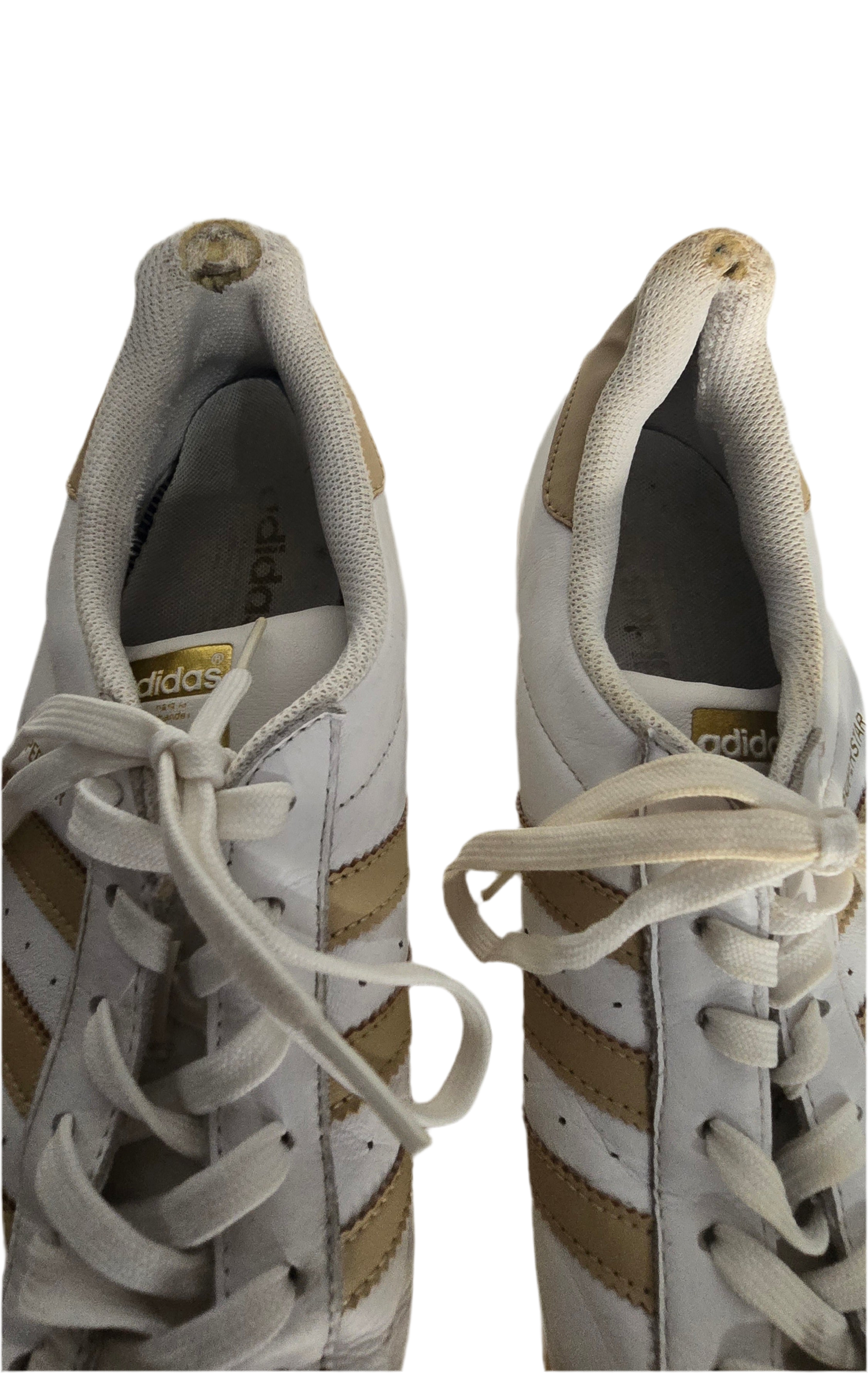 adidas superstar white/gold sneakers – men’s size 12