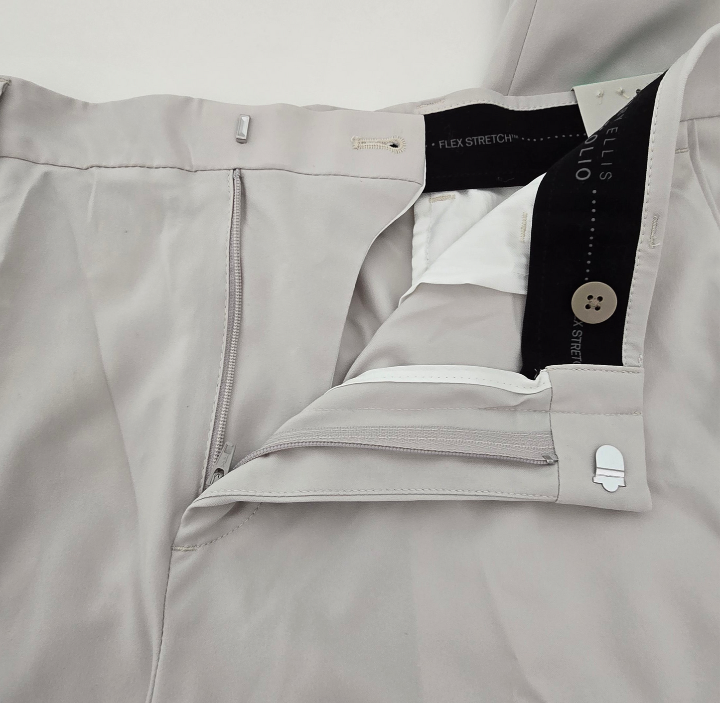 perry ellis portfolio very slim fit performance dress pants - beige (34x32)