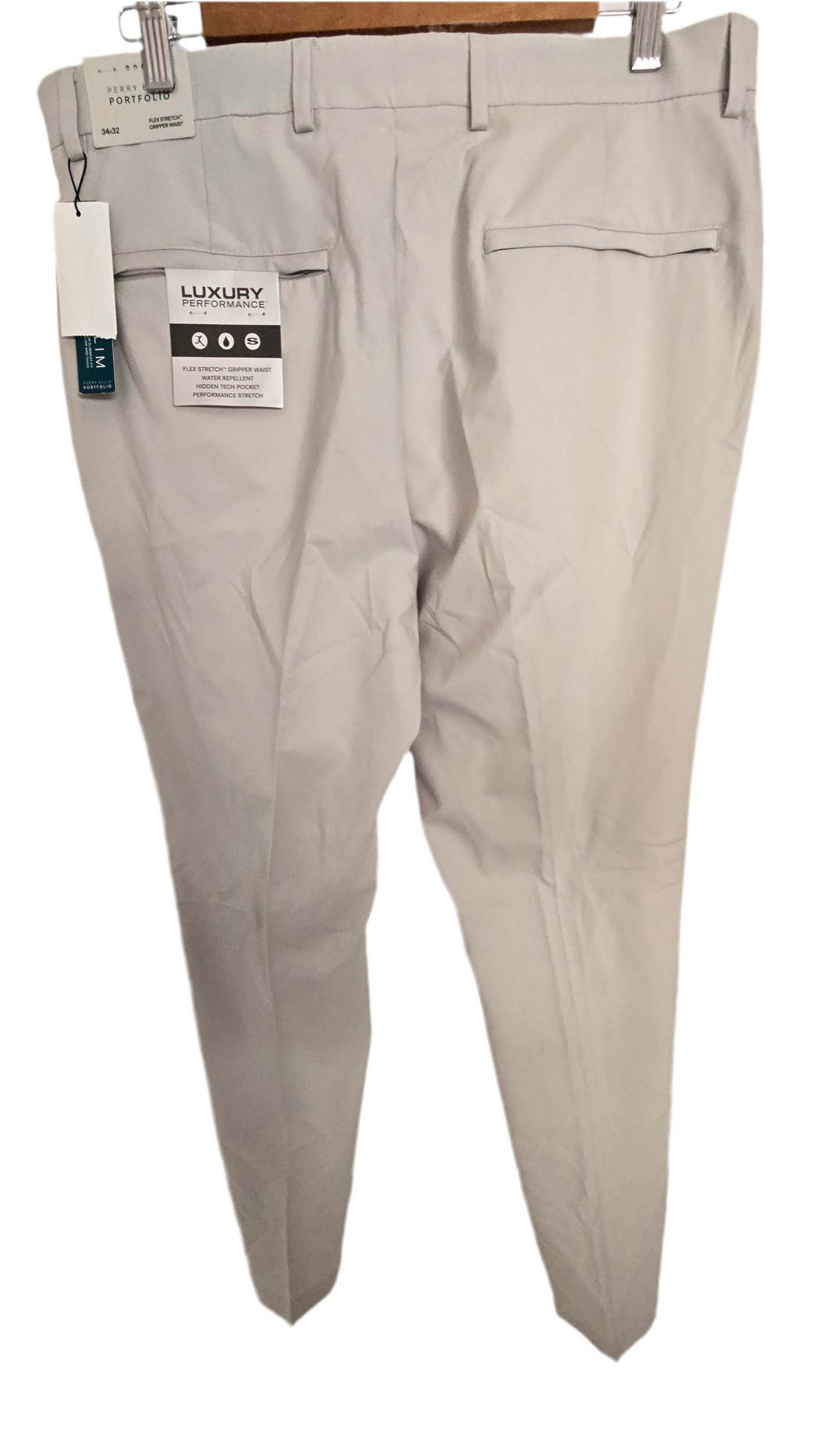 perry ellis portfolio very slim fit performance dress pants - beige (34x32)