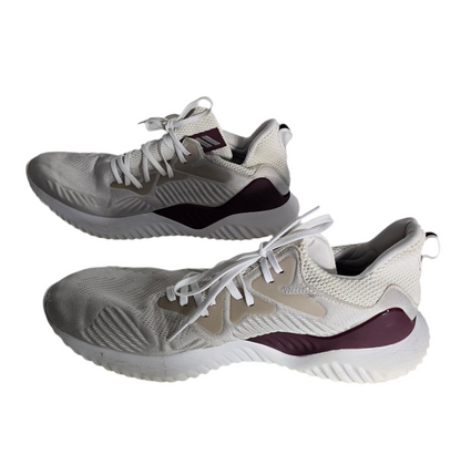 Adidas Alphabounce Men’s Running Shoes - Size 12.5 US - White/Beige with Maroon Accents