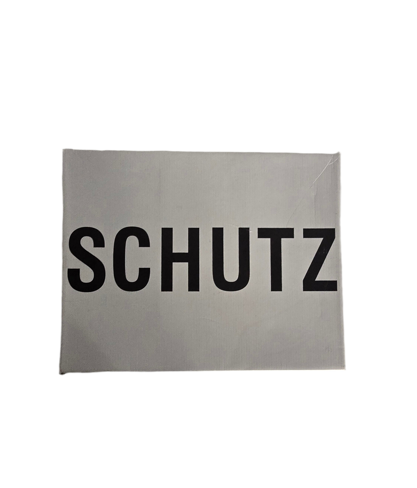 schutz filipa bootie – black leather with gold cutout heel – size 7.5b (usa)