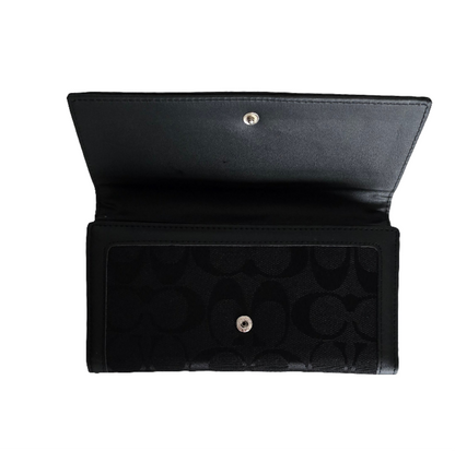 Coach Women’s Wallet - Black Signature Canvas and Leather