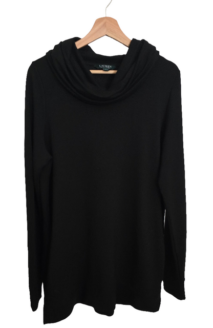 Lauren Ralph Lauren Women’s Black Cowl Neck Top with Pockets - Size L