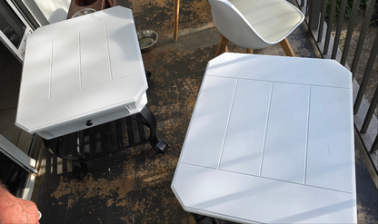 Beautiful 3-Piece White Wood & Black Metal Furniture Set - Excellent Condition, Refurbished