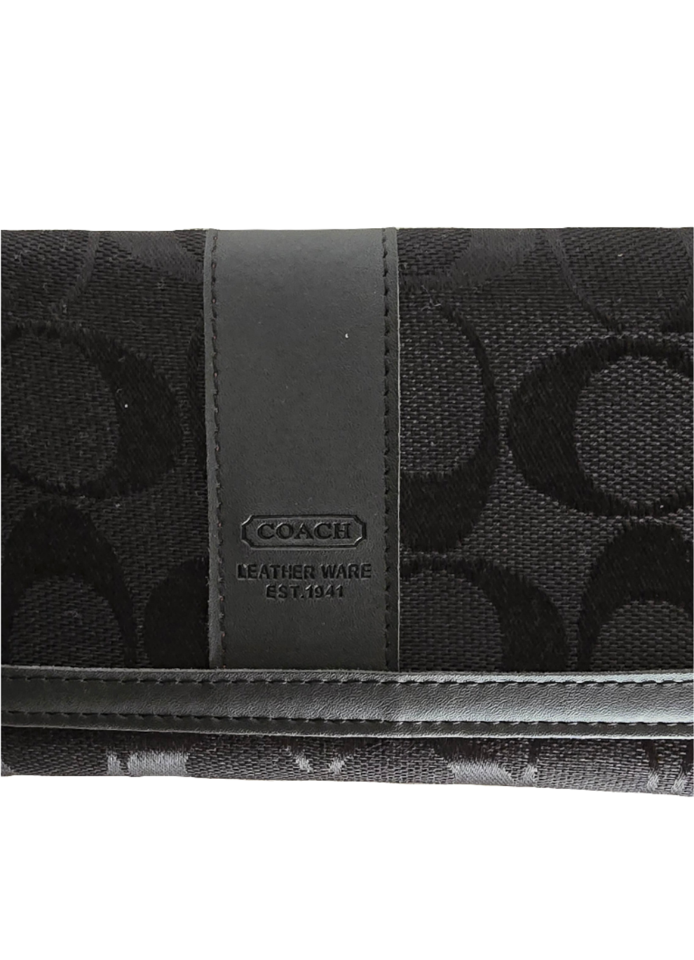 coach women’s wallet - black signature canvas and leather