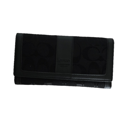 Coach Women’s Wallet - Black Signature Canvas and Leather
