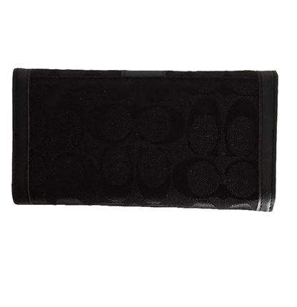 Coach Women’s Wallet - Black Signature Canvas and Leather
