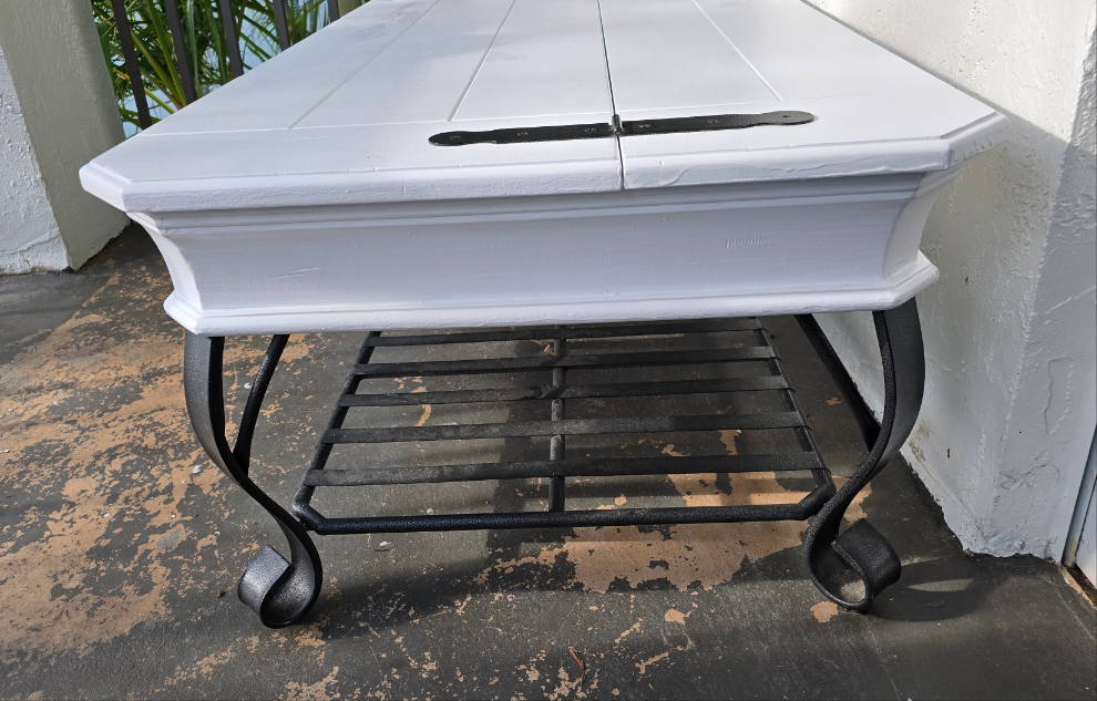 beautiful 3-piece white wood & black metal furniture set - excellent condition, refurbished