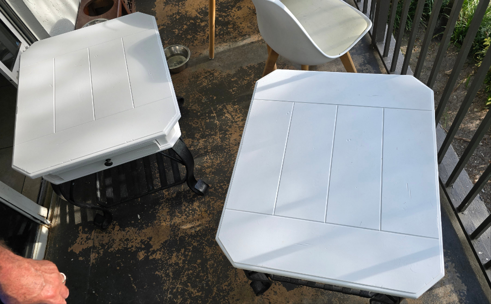 beautiful 3-piece white wood & black metal furniture set - excellent condition, refurbished