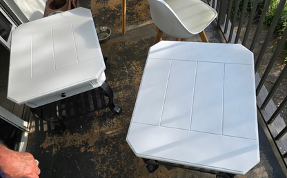 Beautiful 3-Piece White Wood & Black Metal Furniture Set - Excellent Condition, Refurbished