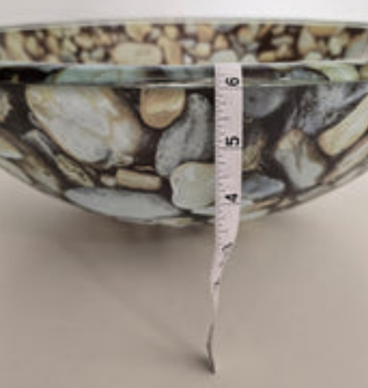 Decorative Glass Vessel Sink – River Rock Pattern (Round Bowl)
