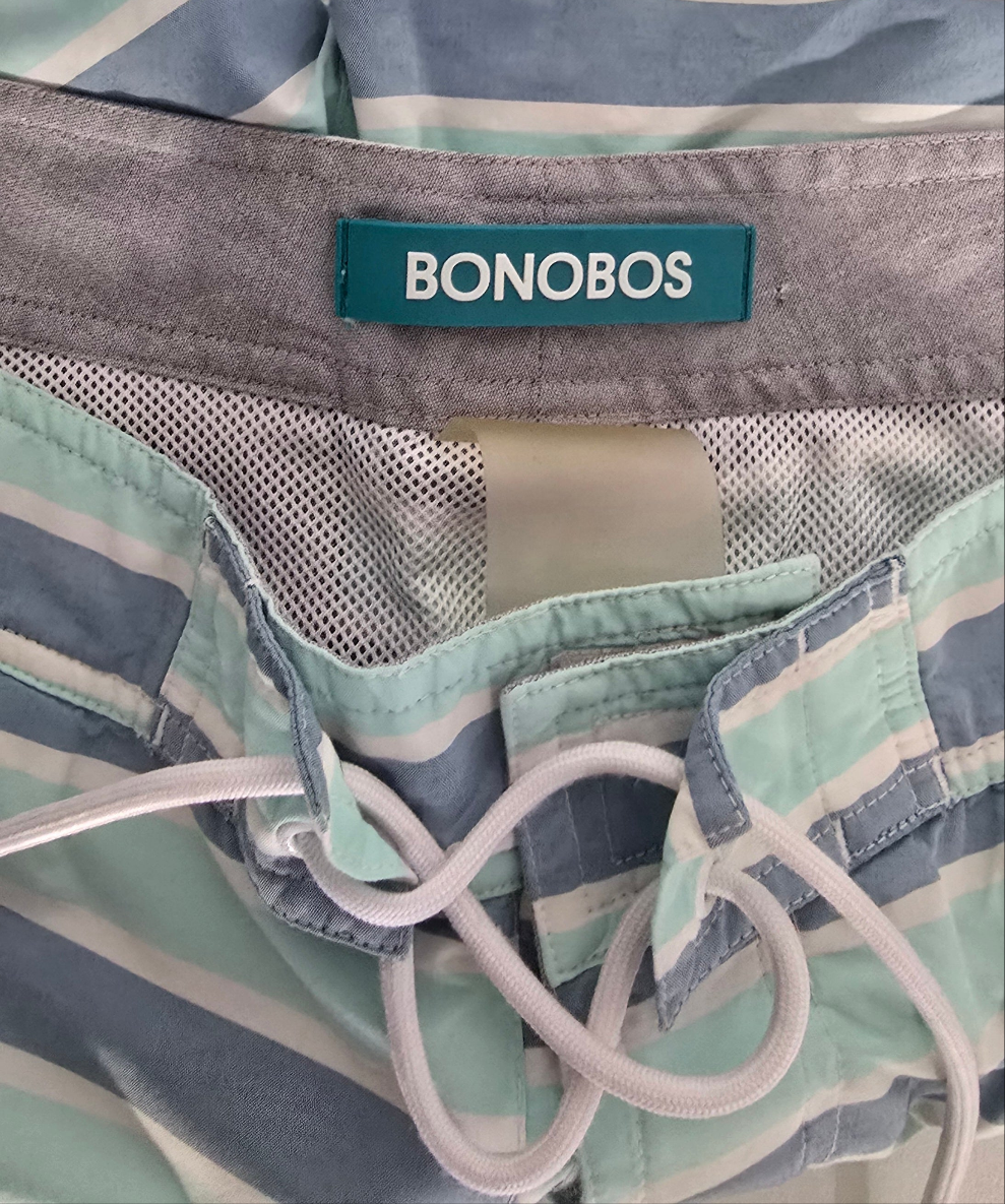 bonobos men’s striped swim shorts – size l