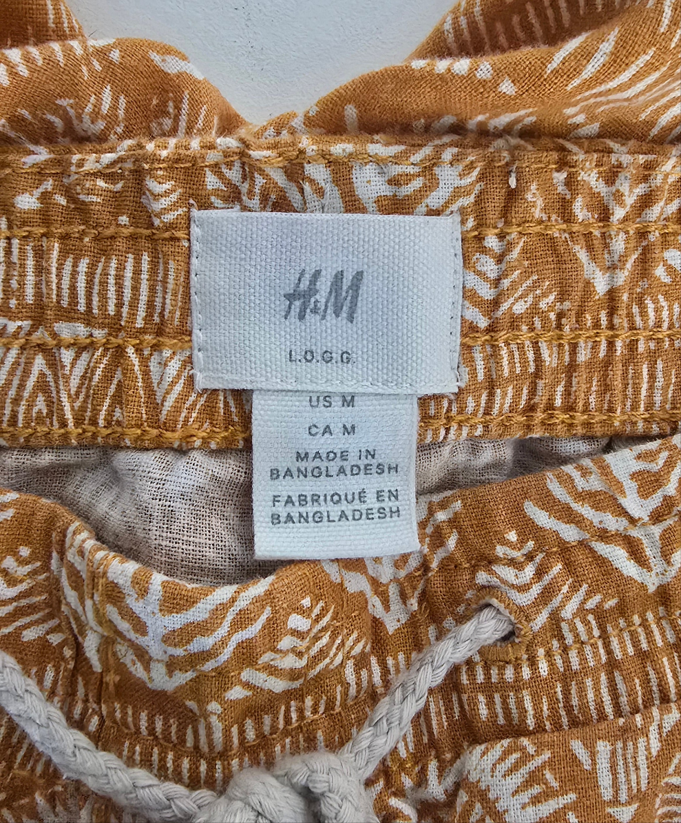 h&m l.o.g.g. men’s linen blend printed shorts – size m