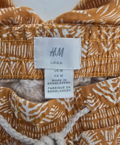 H&M L.O.G.G. Men’s Linen Blend Printed Shorts – Size M