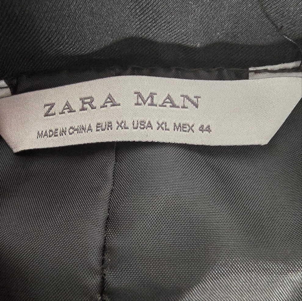 zara man black biker-style jacket – size xl