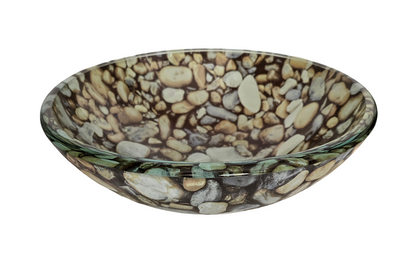 Decorative Glass Vessel Sink – River Rock Pattern (Round Bowl)