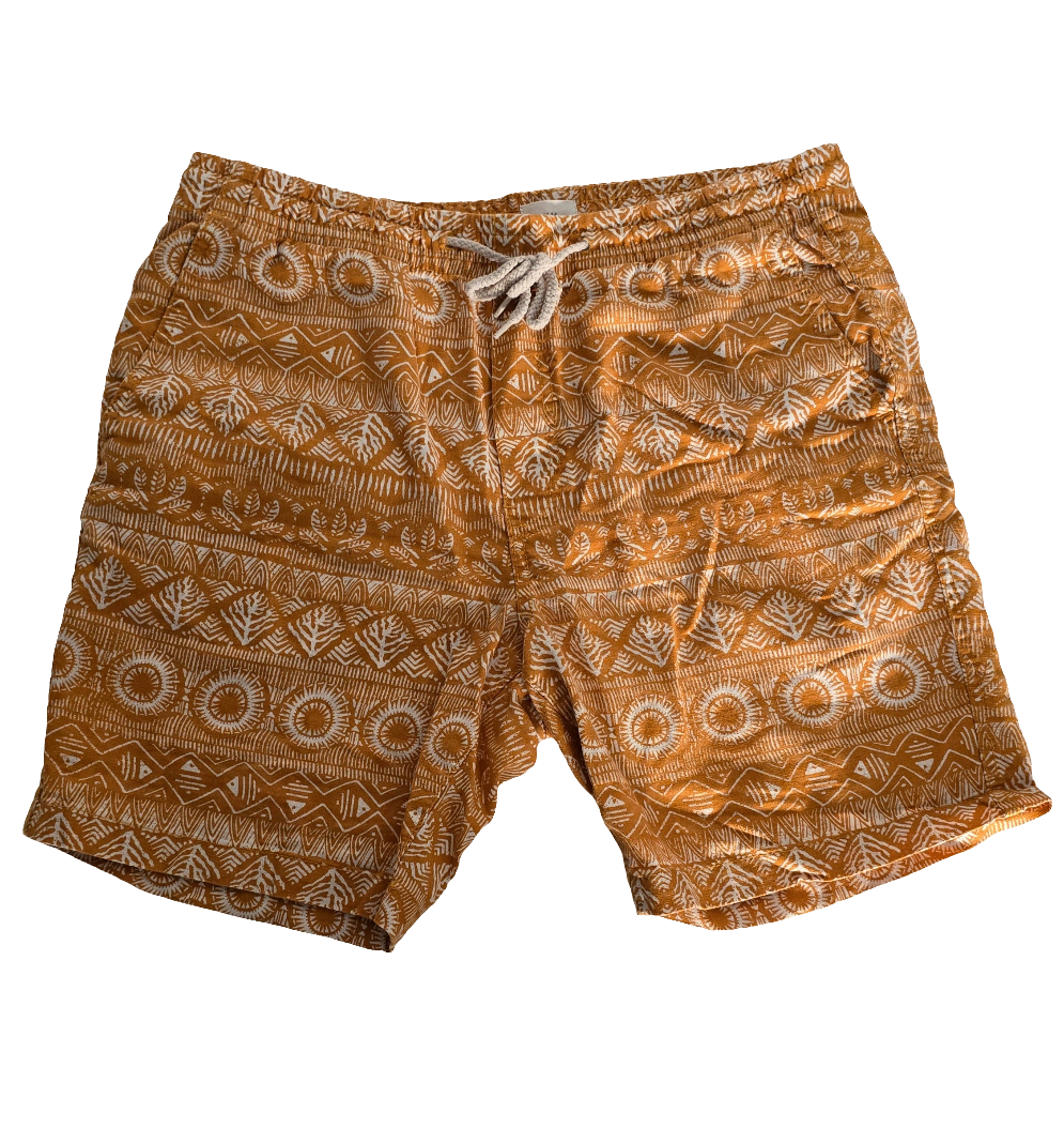 h&m l.o.g.g. men’s linen blend printed shorts – size m
