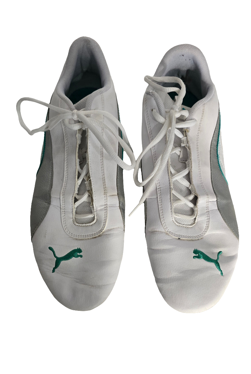 puma x mercedes amg petronas shoes – white/green – size 13 us (eur 47, uk 12)