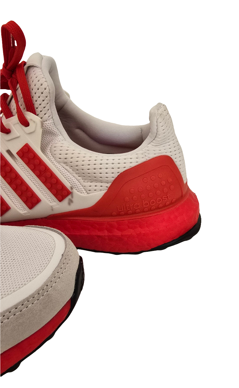 adidas x lego ultraboost running shoes - white/red - size 8.5 us