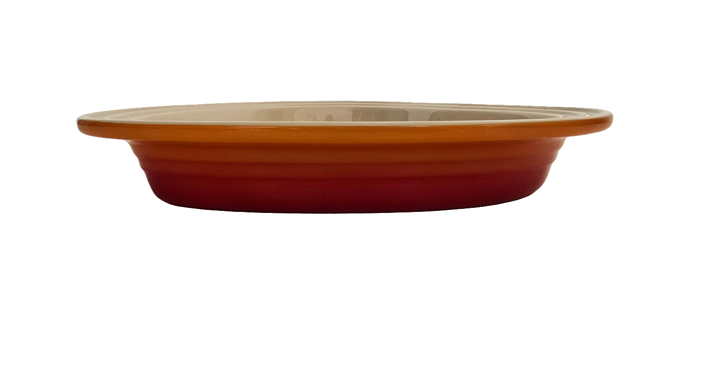 le creuset stoneware heart dish – flame orange/red