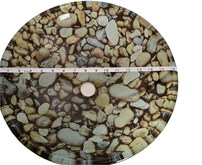 Decorative Glass Vessel Sink – River Rock Pattern (Round Bowl)