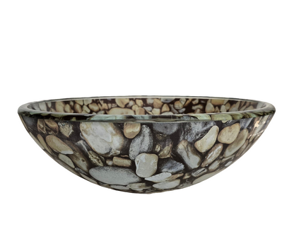 Decorative Glass Vessel Sink – River Rock Pattern (Round Bowl)