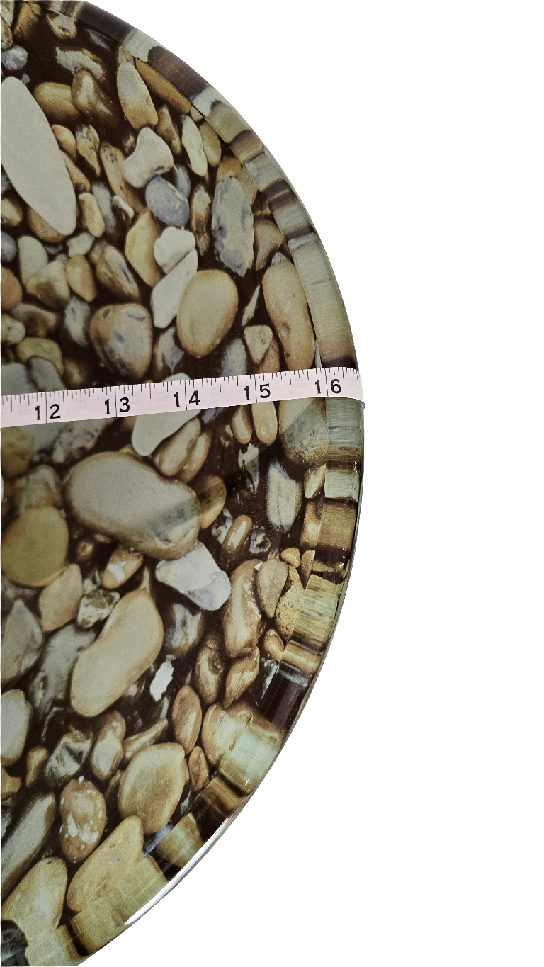 decorative glass vessel sink – river rock pattern (round bowl)