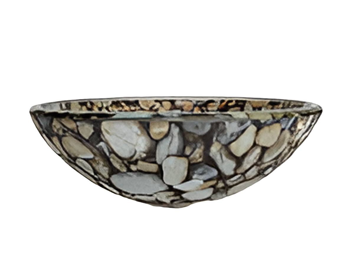 decorative glass vessel sink – river rock pattern (round bowl)