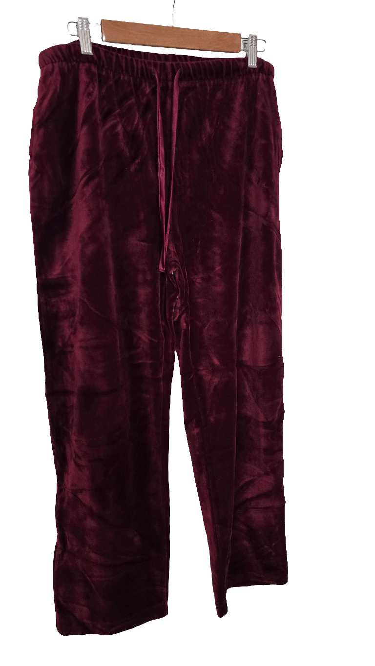 liz claiborne velvet lounge pants - petite m - burgundy