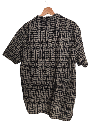 Banana Republic Men’s Linen Blend Short Sleeve Shirt – Black/Beige Geometric – Size L