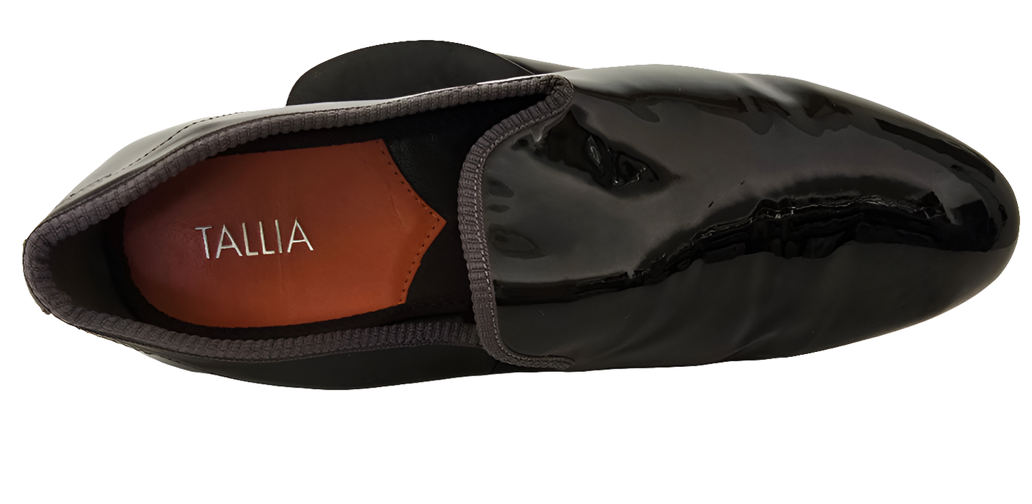 tallia enrico slip-on dress shoes – black patent (size 12, pre-owned)