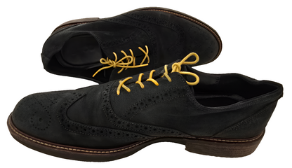 ECCO Wingtip Suede Oxfords - Black w/ Yellow Laces (Size US 13, Pre-Owned)