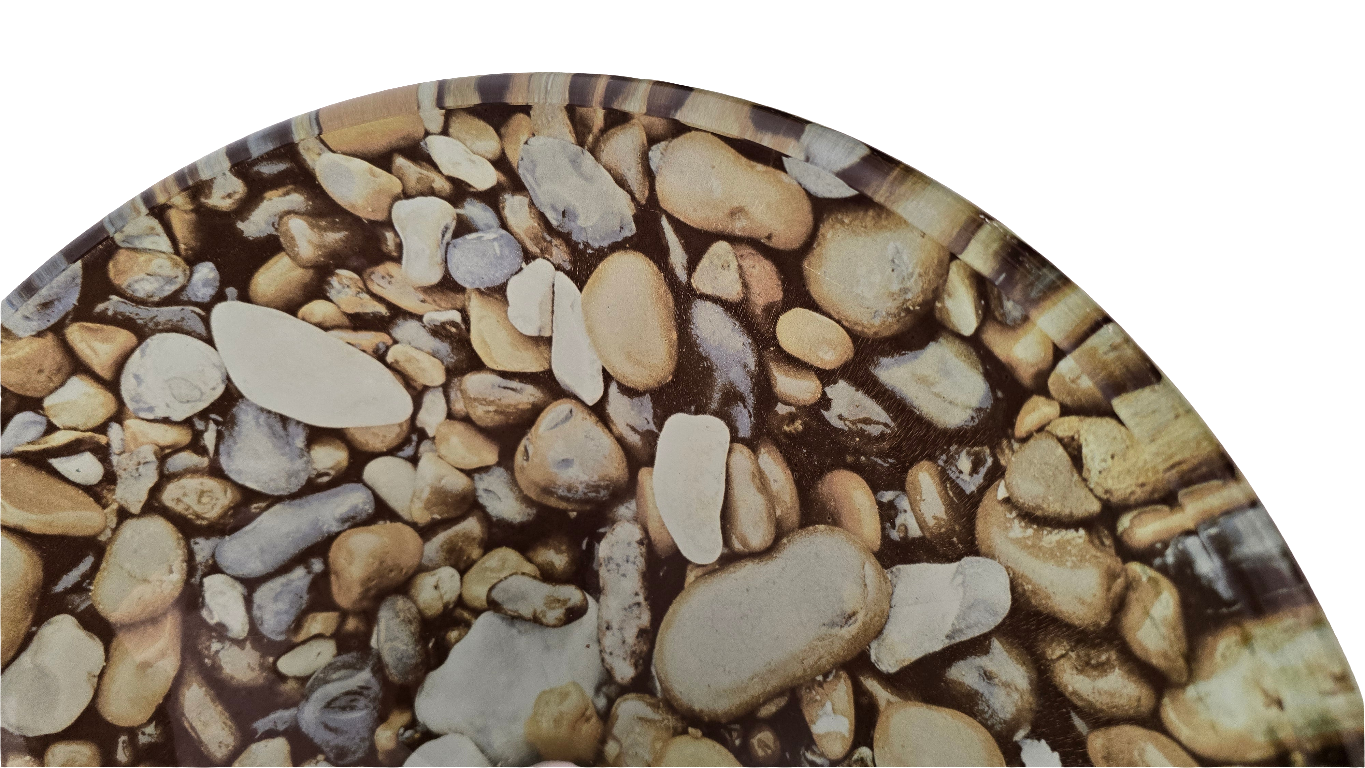 decorative glass vessel sink – river rock pattern (round bowl)