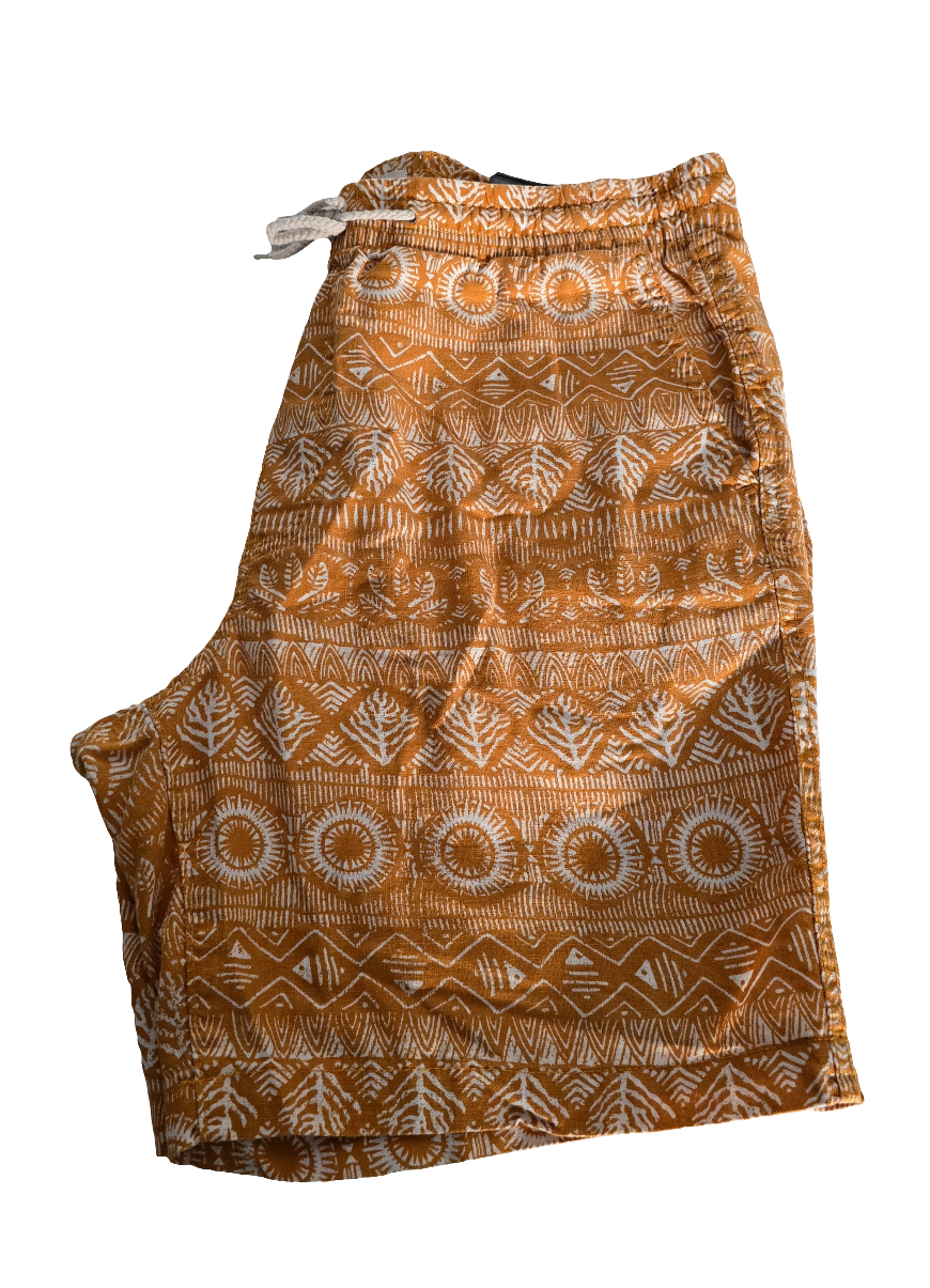 h&m l.o.g.g. men’s linen blend printed shorts – size m