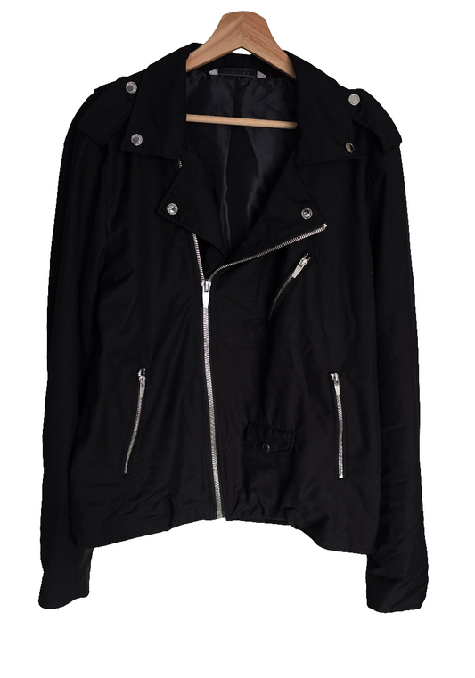 Zara Man Black Biker-Style Jacket – Size XL