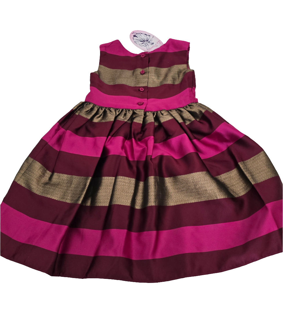 la princesa metallic striped party dress - girls size 5 (new)