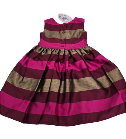 La Princesa Metallic Striped Party Dress - Girls Size 5 (New)