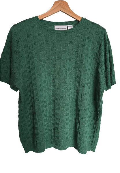 Alfred Dunner Green Textured Knit Shirt – Tagged XL (Fits Like M)