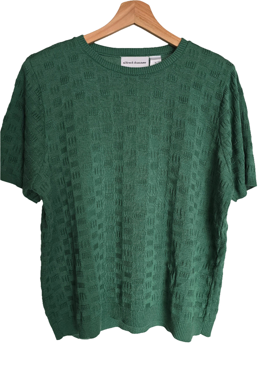 Alfred Dunner Green Textured Knit Shirt – Tagged XL (Fits Like M)