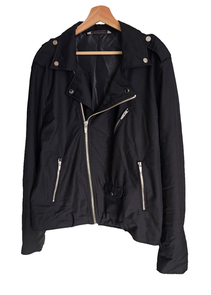Zara Man Black Biker-Style Jacket – Size XL
