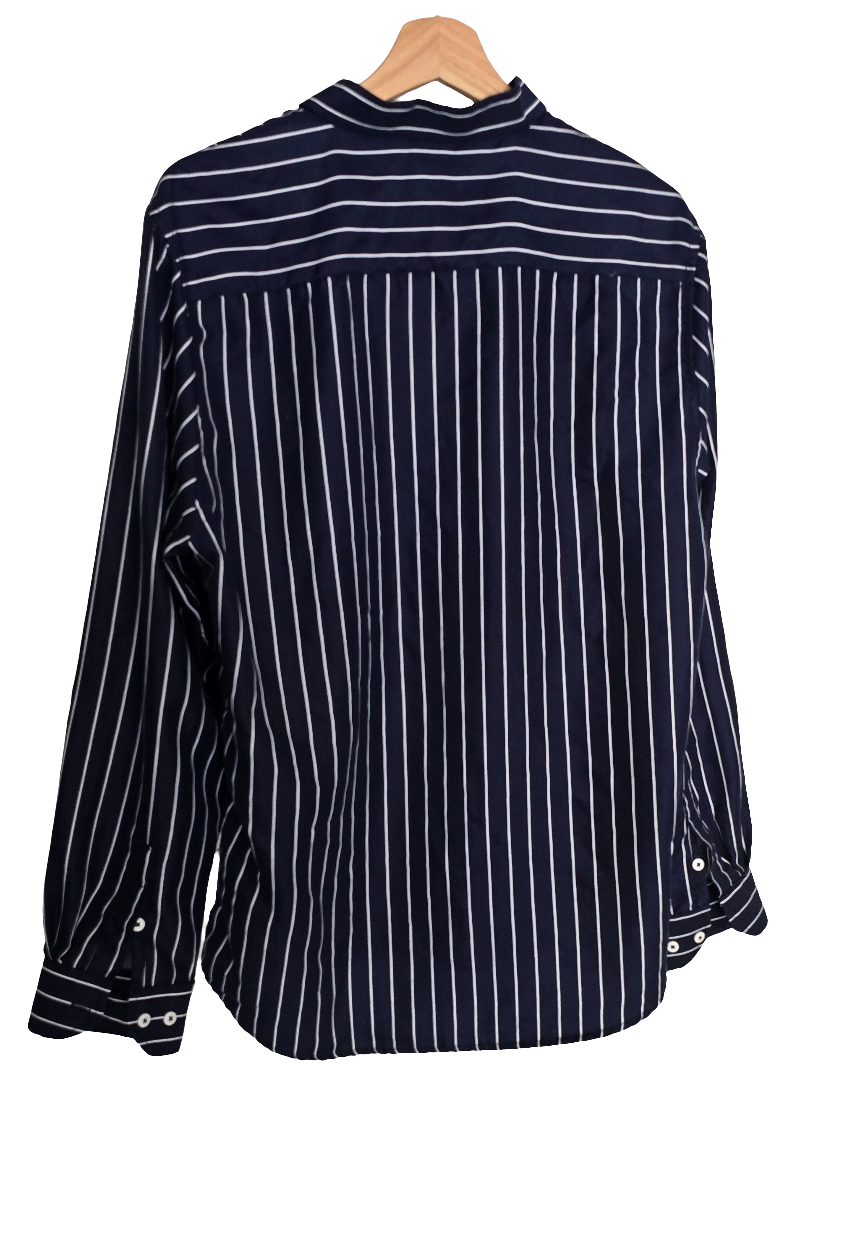 men’s navy blue striped long sleeve shirt – size xl