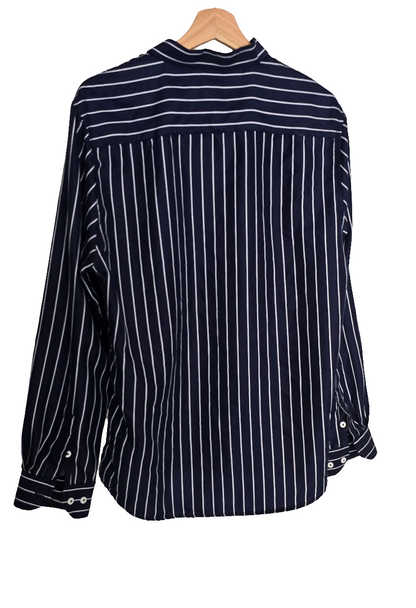 Men’s Navy Blue Striped Long Sleeve Shirt – Size XL