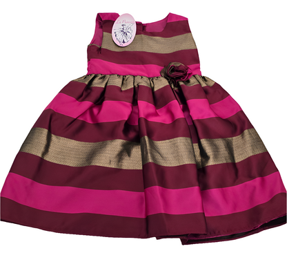 La Princesa Metallic Striped Party Dress - Girls Size 5 (New)