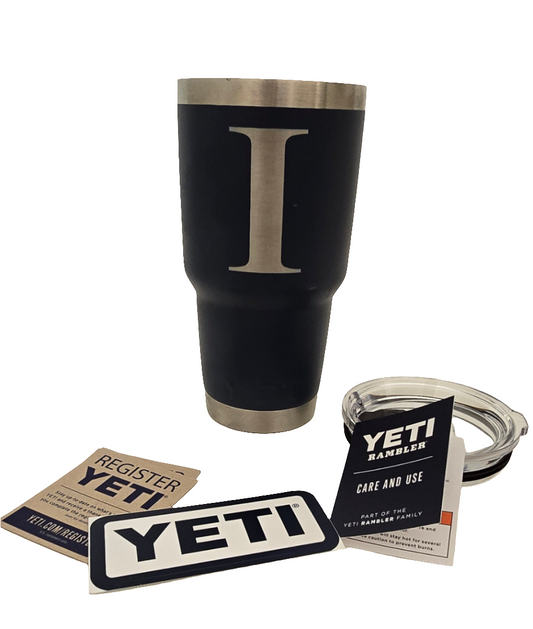 YETI Rambler 30oz Tumbler - Navy Blue with Initial “I” (New, with Accessories)