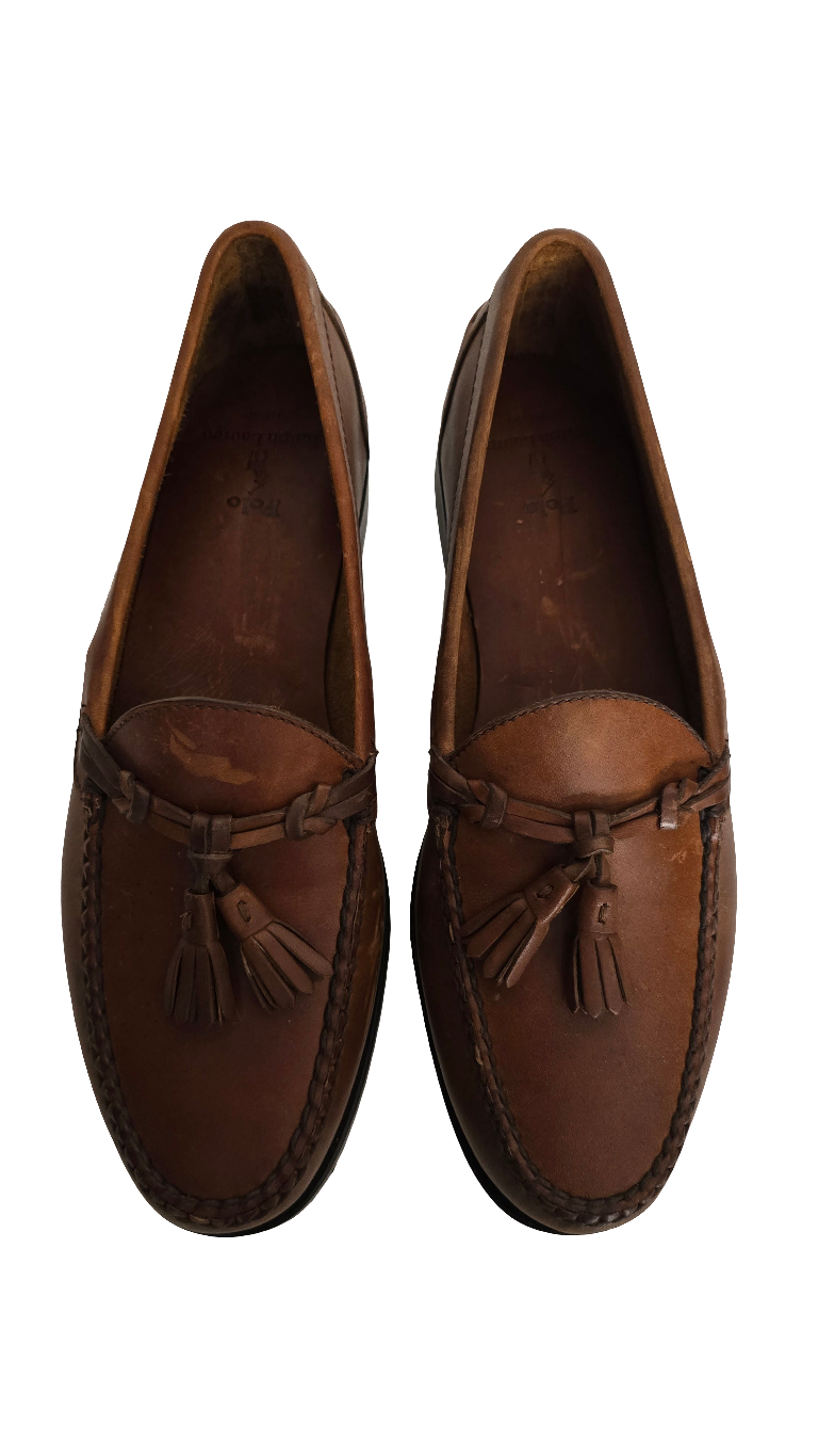 polo ralph lauren men’s leather loafers with tassels – size 13d