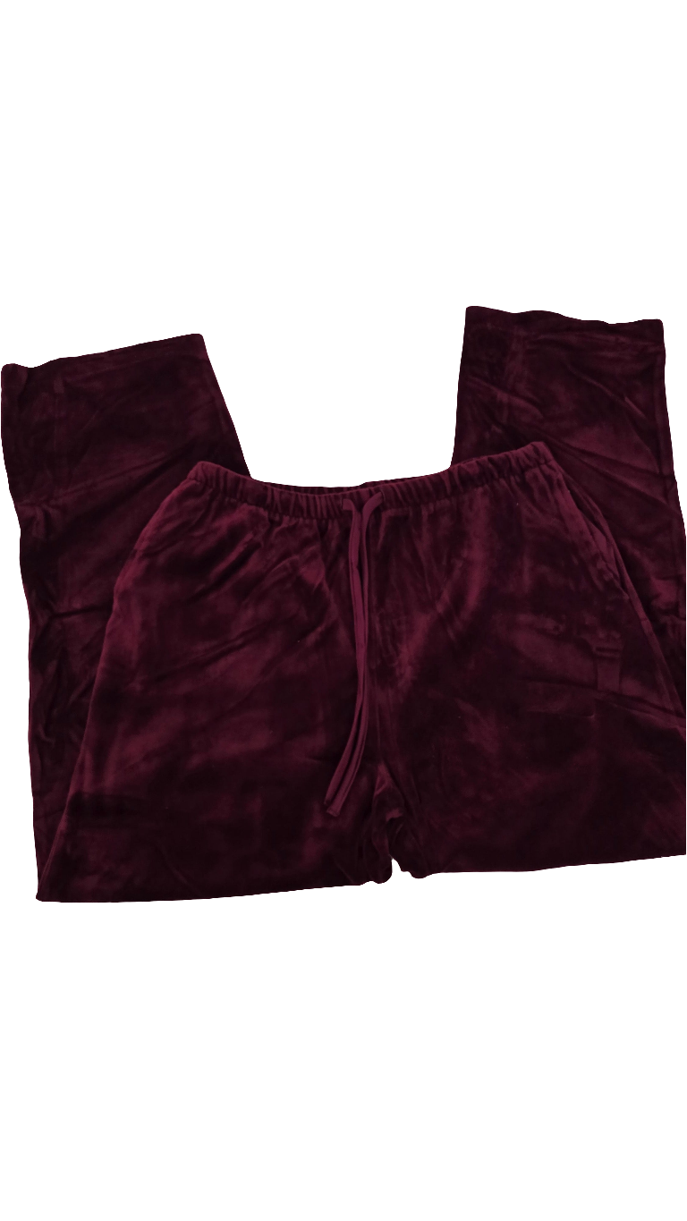 liz claiborne velvet lounge pants - petite m - burgundy
