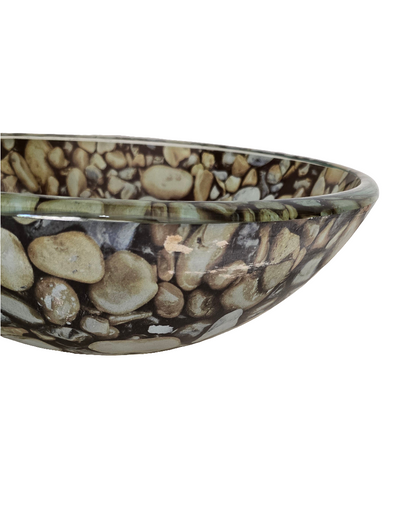Decorative Glass Vessel Sink – River Rock Pattern (Round Bowl)